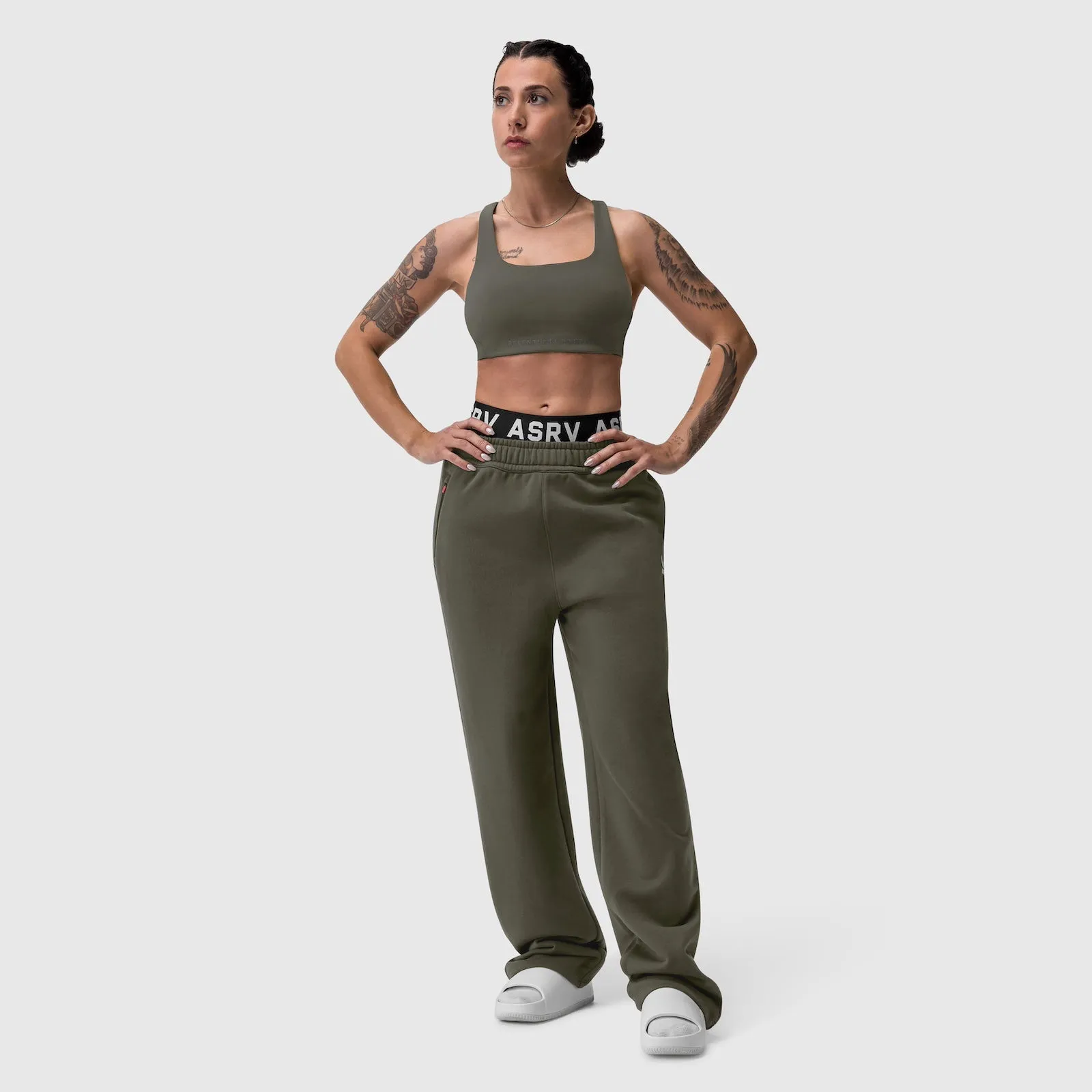 Adaptive Fit Office Wear W034. Sorona? Terry Straight Leg Sweats - Olive Bold Style