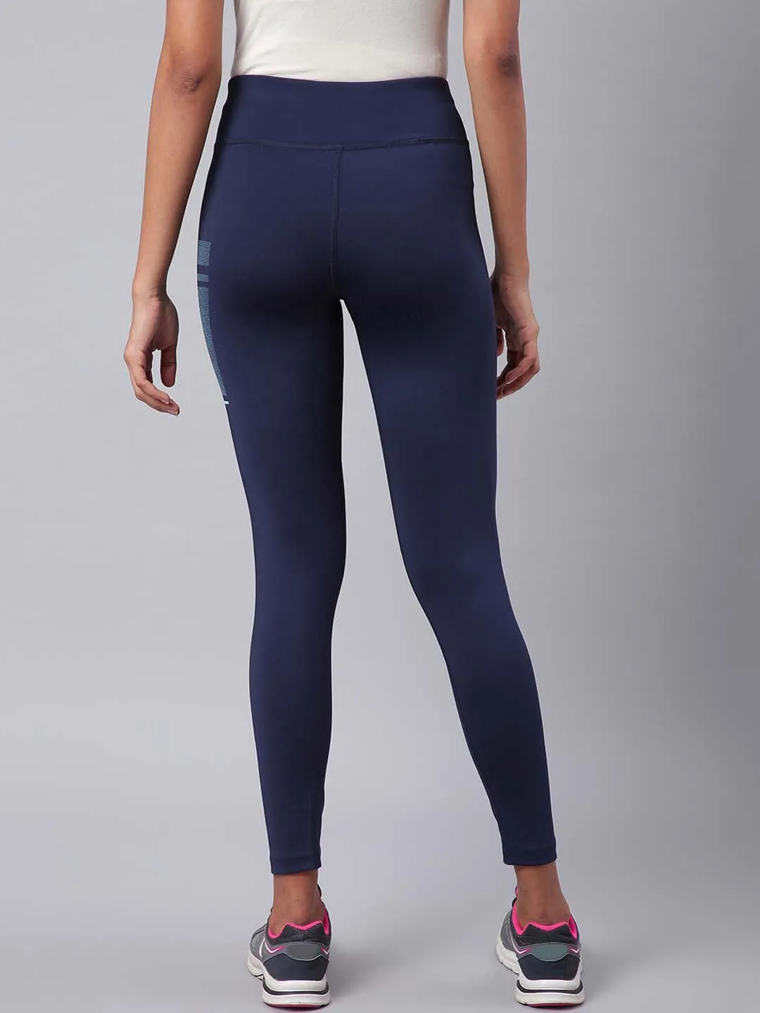 High Waist Minimalist Style Dance Practice Alcis Women Navy Blue Drytech  Solid Cropped Training Tights
