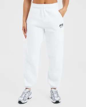 Stain-Resistant AYBL Sports Club Oversized Joggers - White Arch support Anti-chafe