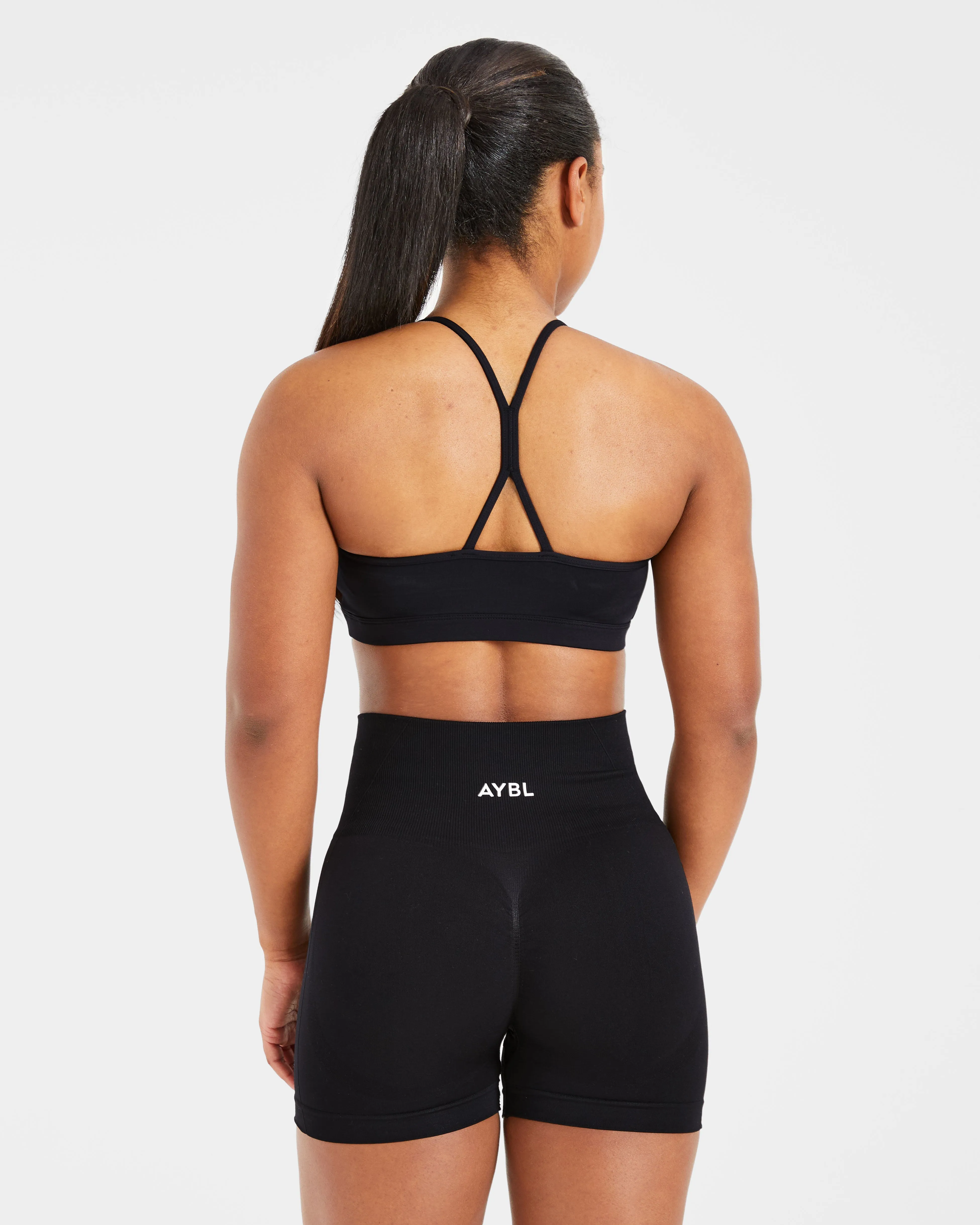 Essential Ruched Sports Bra - Black All-Day Structure