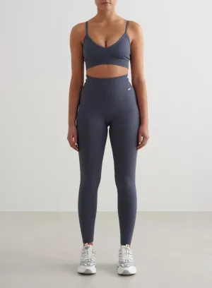 No Chafe Technology Storm Blue Ribbed Seamless Tights