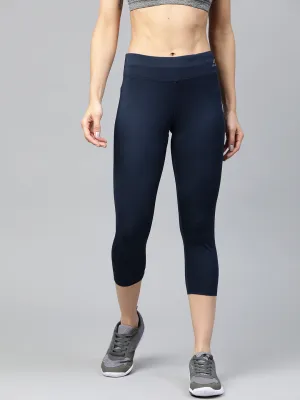 Alcis Women Navy Blue Solid Three Fourth Training Tights Skin Friendly Dance Practice