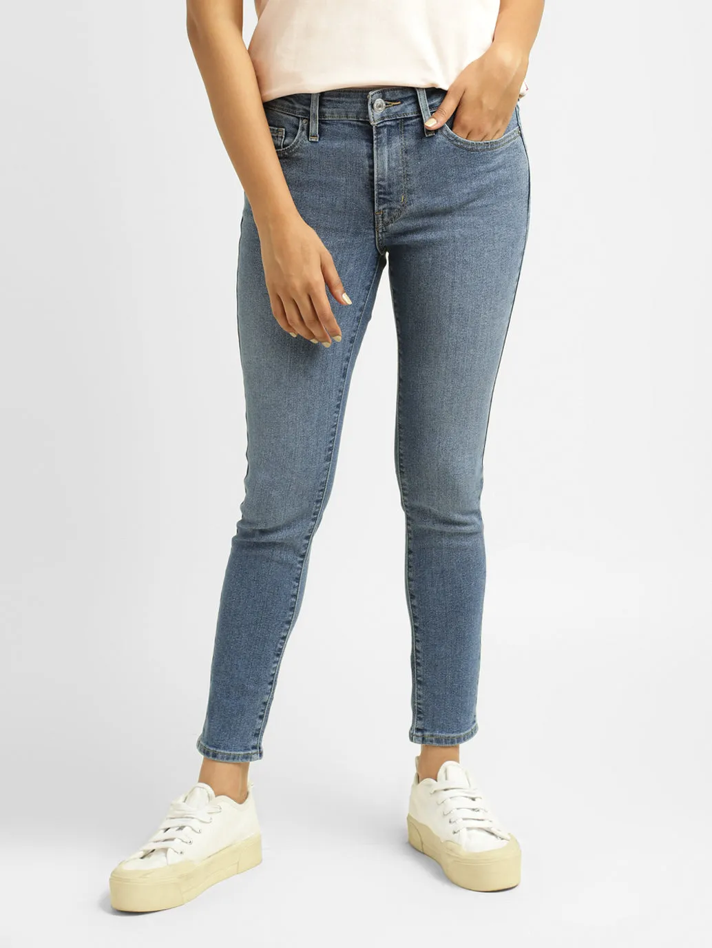 Selvedge Detailing Softened Lining Women's 711 Blue Skinny Fit High Rise Jeans