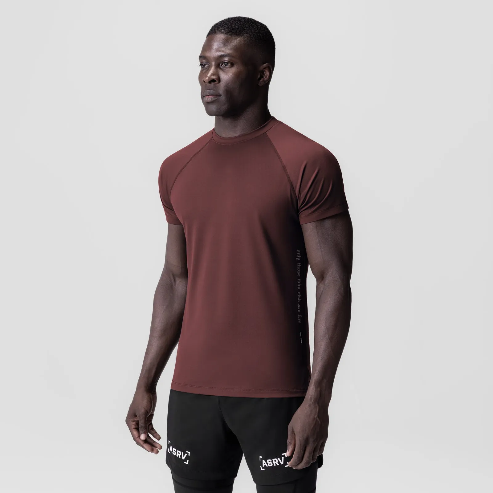 0839. 3D-Lite? 2.0 Lycra? Fitted Tee - Crimson "OTWR" Travel Fashion Slim Fit Cut