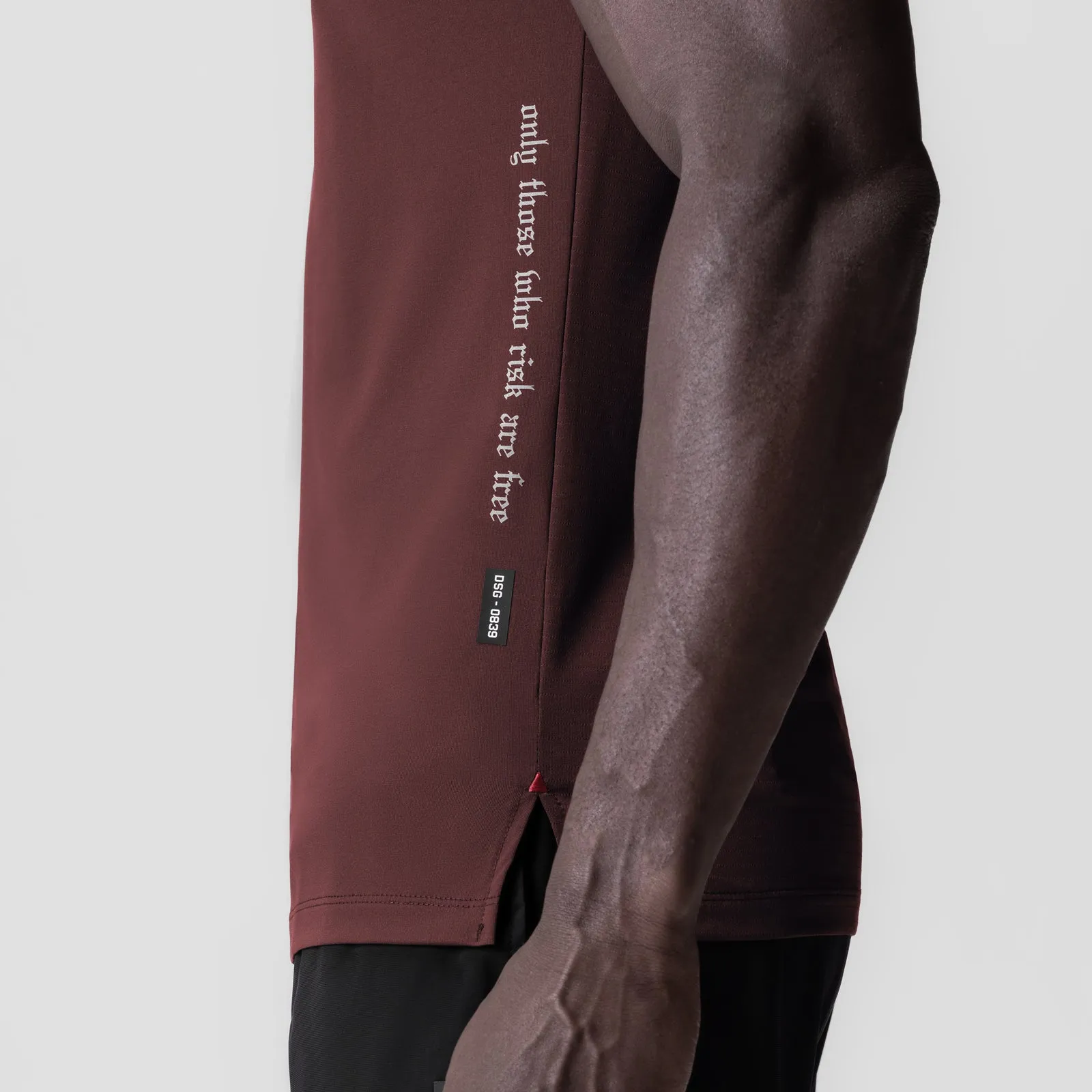 0839. 3D-Lite? 2.0 Lycra? Fitted Tee - Crimson "OTWR" Adult sophistication