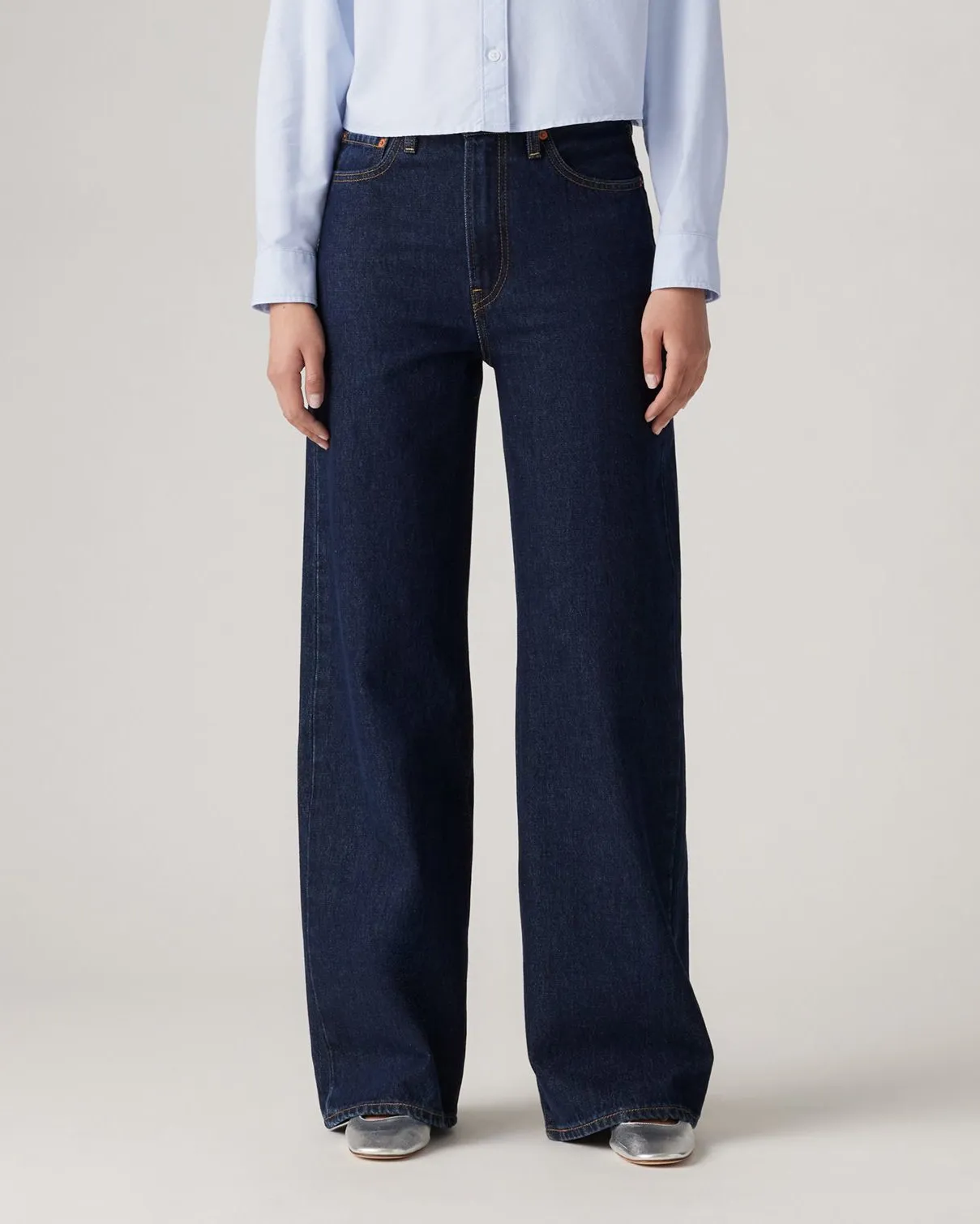 Clean Aesthetic Style Essential Levi's? Womens Ribcage Wide Leg Jeans - Shaded View
