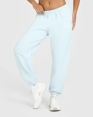 Lightweight Joggers With Graphic | Cloud Blue Eco Friendly Dye DoubleLayeredFabric ElasticWaistband