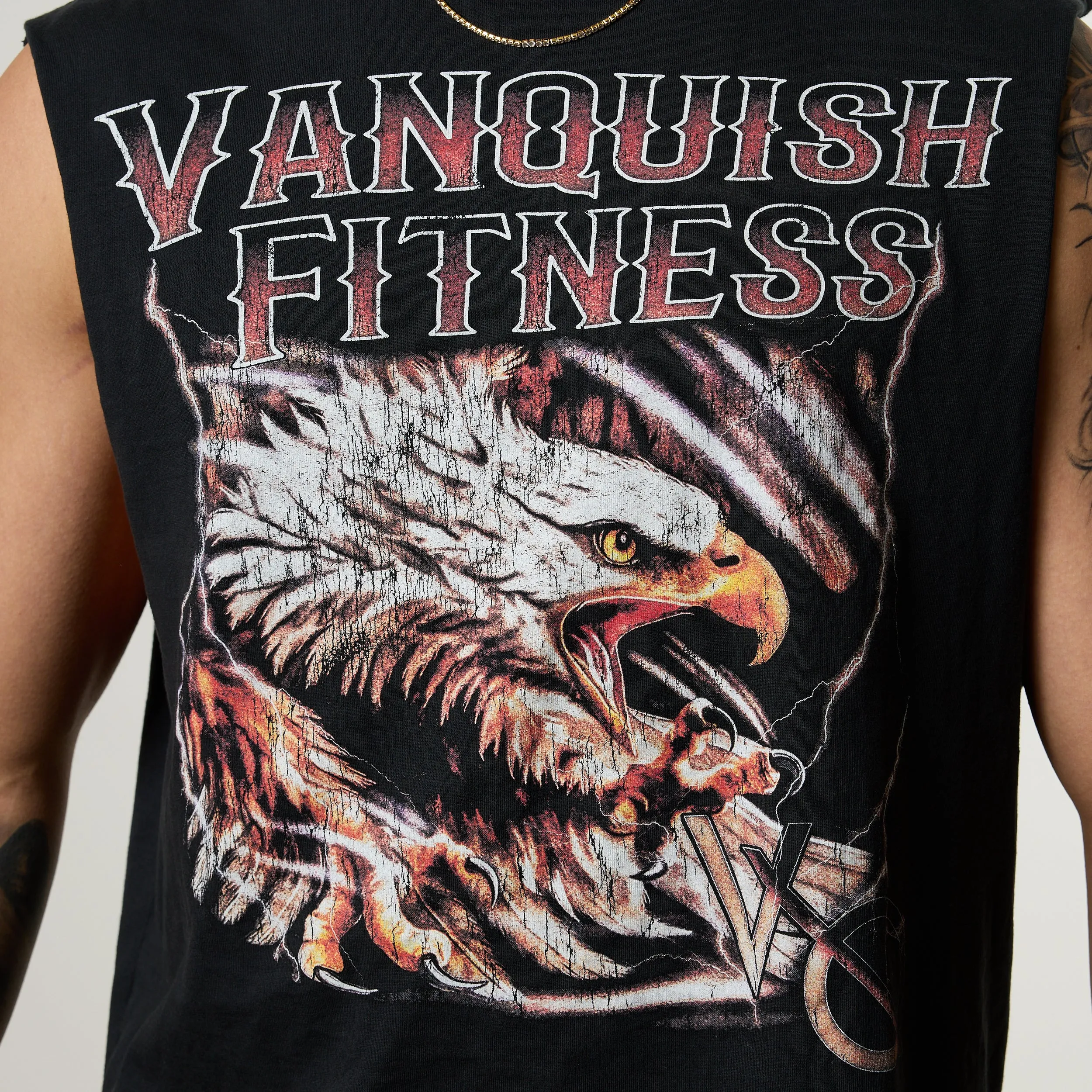 Moisture Wicking Technology Vanquish Obsidian Black Eagle Sleeveless T Shirt