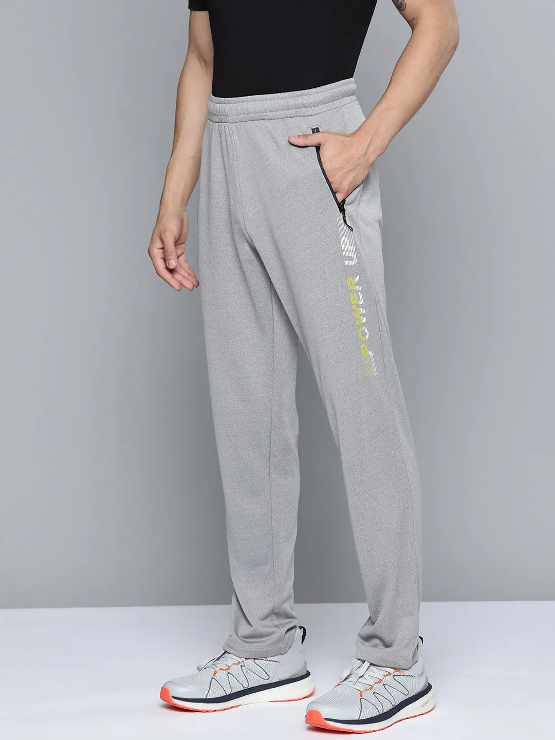 Alcis Men Grey Melange Printed Track Pants Elasticized Cuffs Bi Stretch Fabric