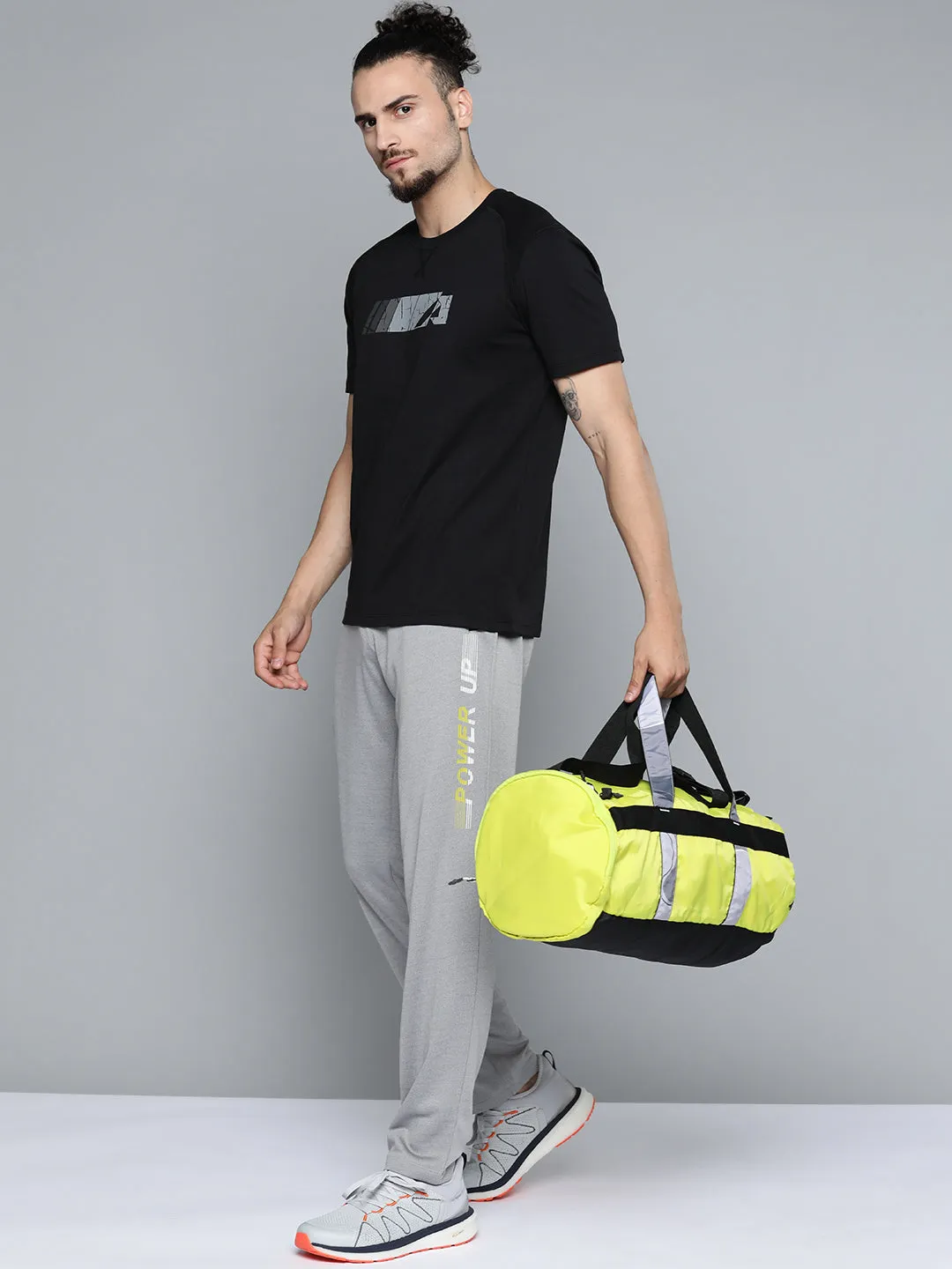 Neutral Tone Alcis Men Grey Melange Printed Track Pants