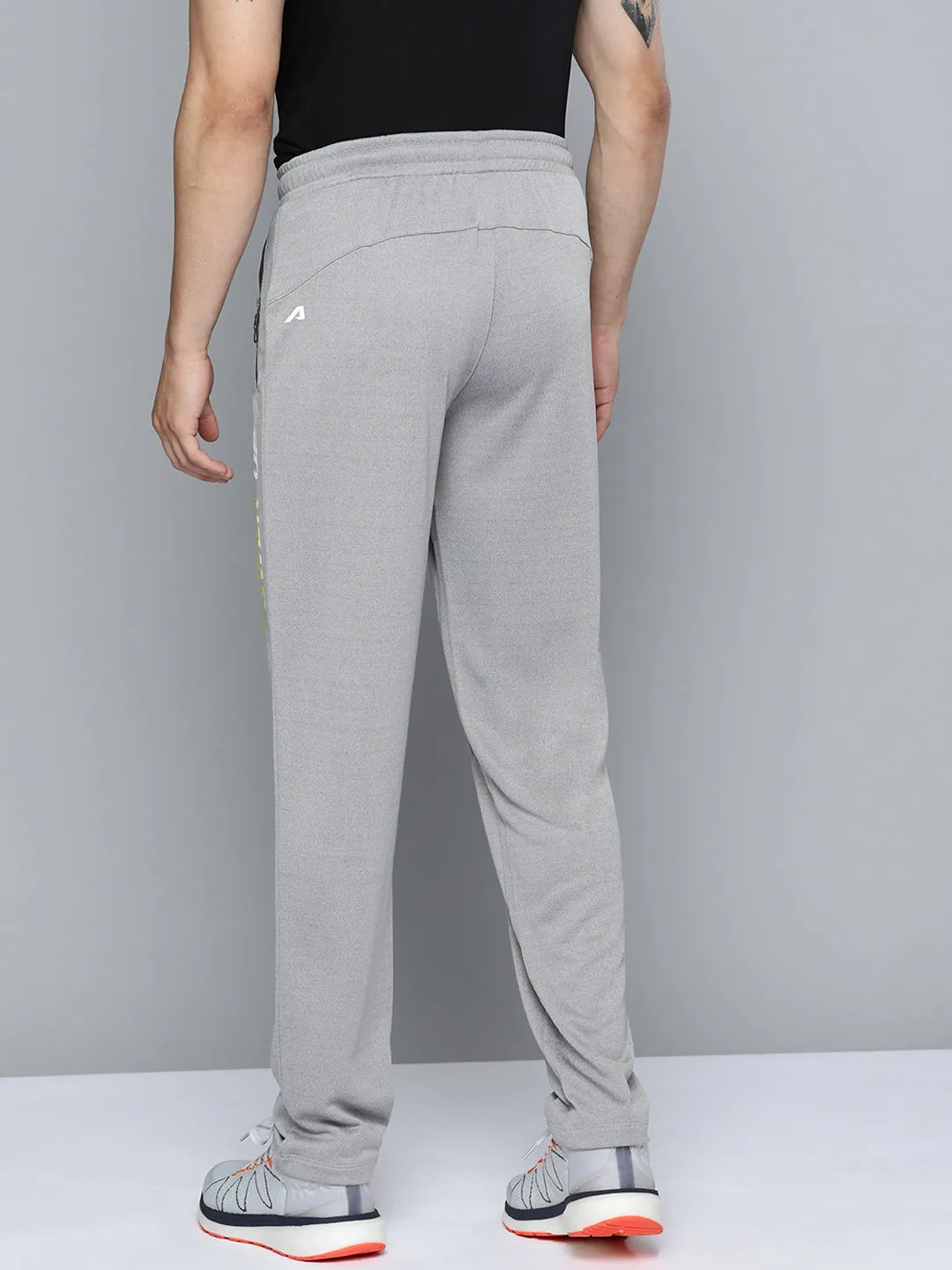 Quick Fit Soft Brushed Lining Alcis Men Grey Melange Printed Track Pants