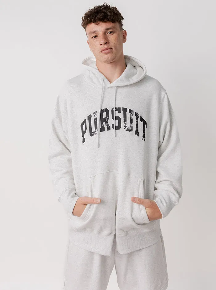 Distressed Arch Heavyweight Pullover in Heather Grey Street Feel Contrast Inner Layer