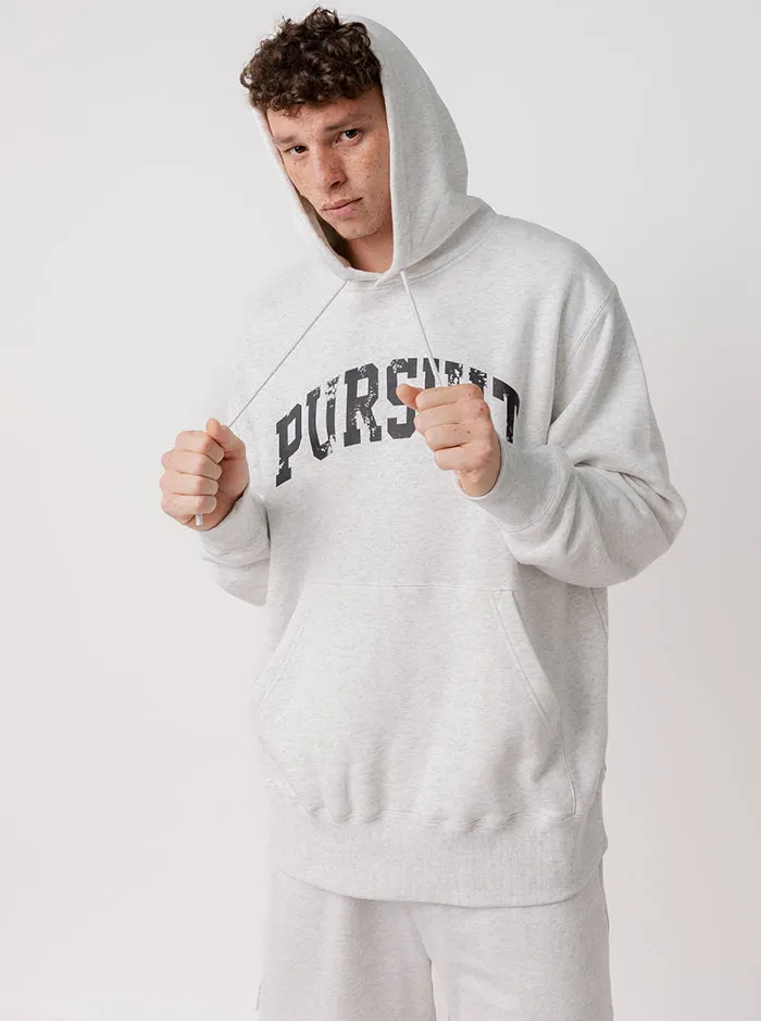 Stylish Comfort Distressed Arch Heavyweight Pullover in Heather Grey