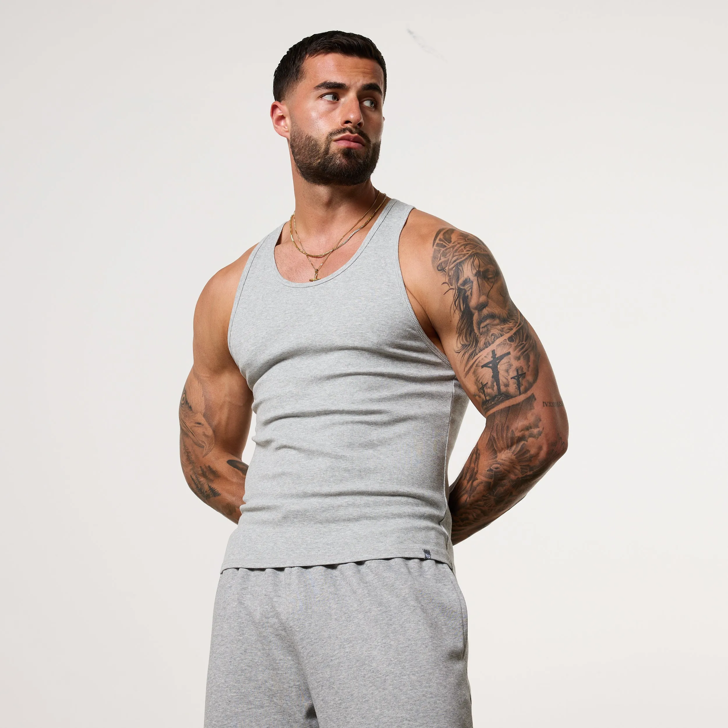 safe for skin Comfortable Wear Vanquish Essential V2 Grey Melange Ribbed Tank