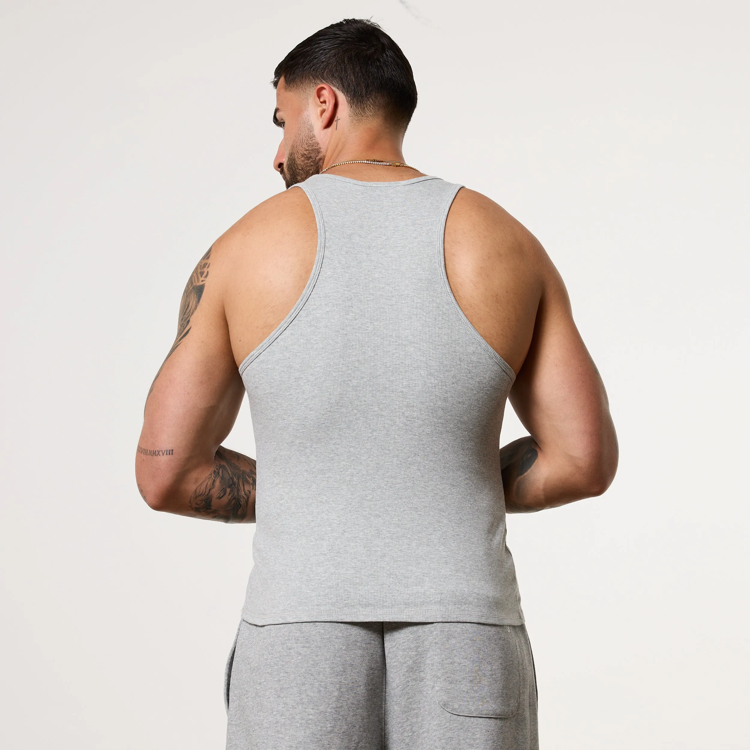Microfiber Blend Christmas Vanquish Essential V2 Grey Melange Ribbed Tank