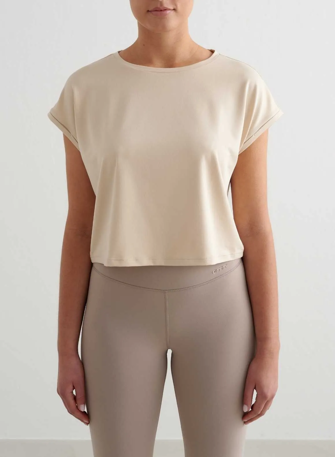 Caf?? Au Lait Soft Basic Roll Sleeve Top Breathable Comfort Weekend Smart