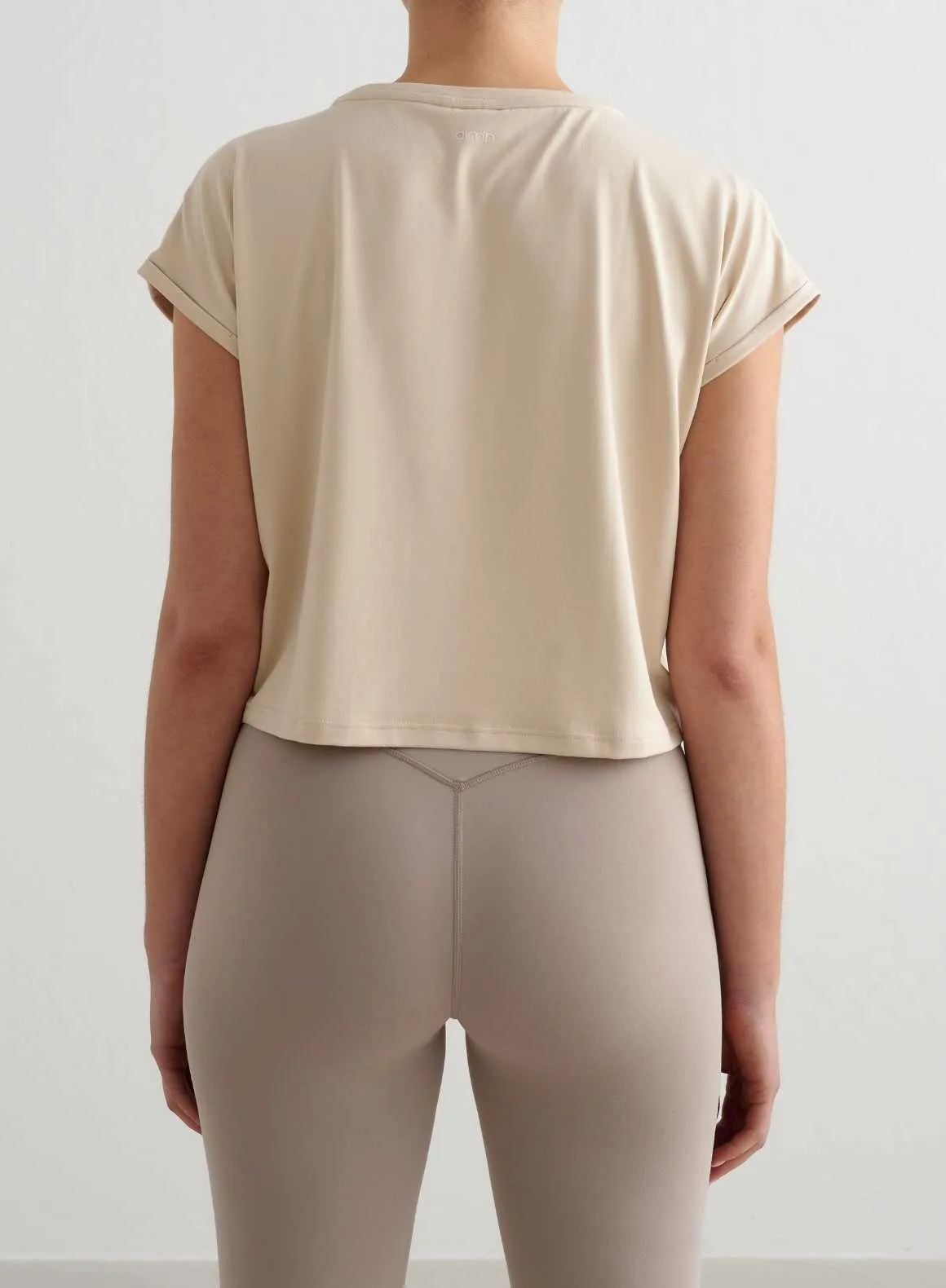 Sustainable Material Blend Caf?? Au Lait Soft Basic Roll Sleeve Top