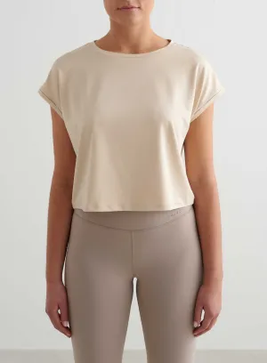 Caf?? Au Lait Soft Basic Roll Sleeve Top Breathable Comfort Weekend Smart