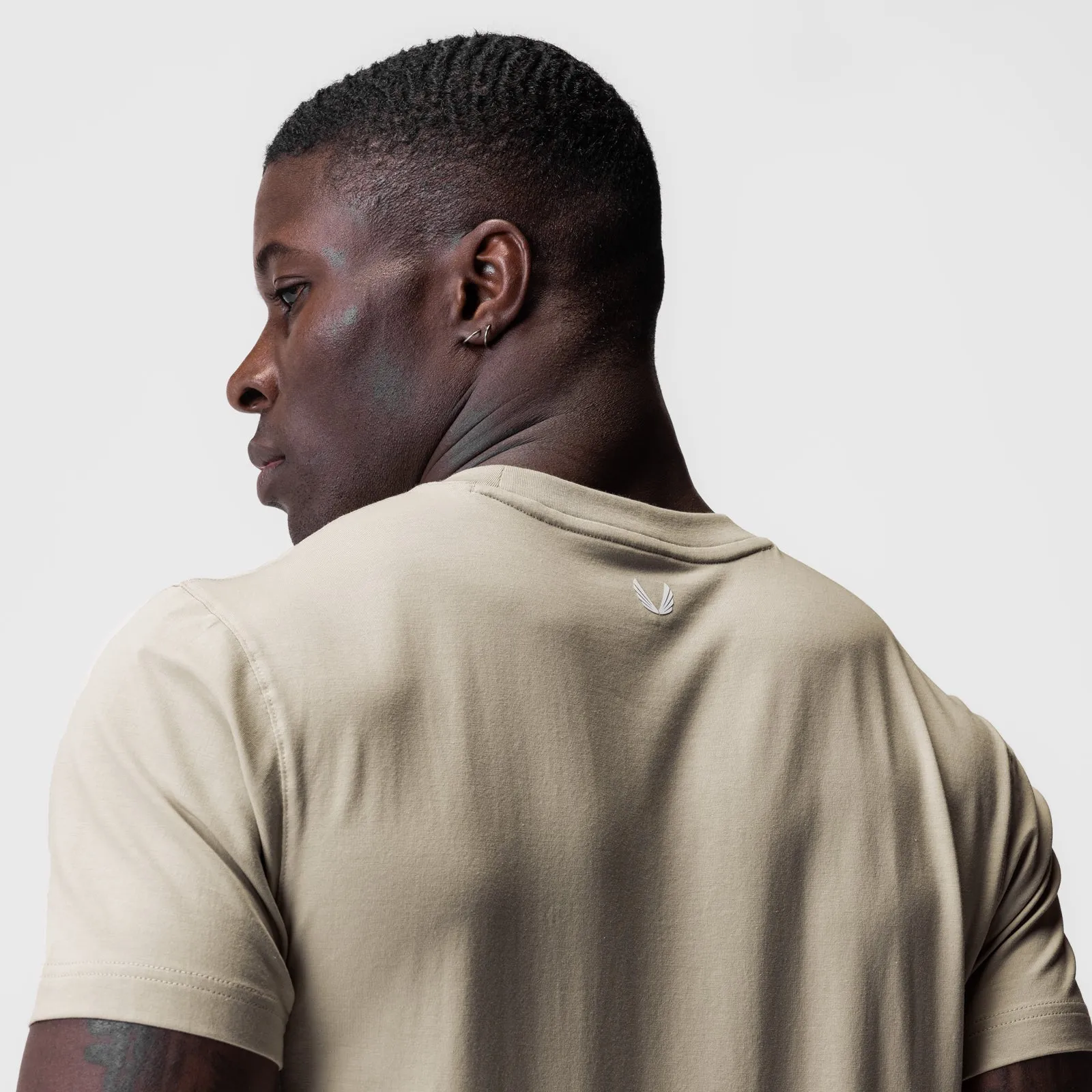 0923. Supima? Essential Tee - Sand Smoke Tagless Comfort Glossy Look