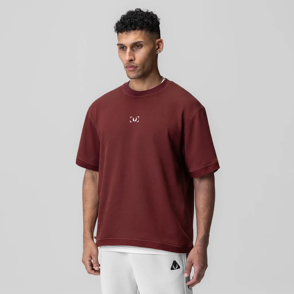 1026. Herringbone Terry Oversized Cinch Tee - Crimson Minimal Outfit
