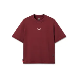 ZeroWaste Production Formal Elegance 1026. Herringbone Terry Oversized Cinch Tee - Crimson