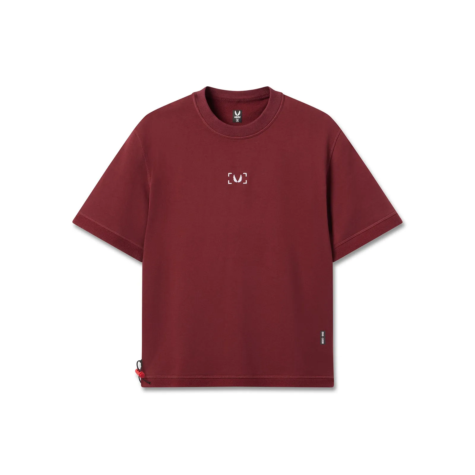 ZeroWaste Production Formal Elegance 1026. Herringbone Terry Oversized Cinch Tee - Crimson