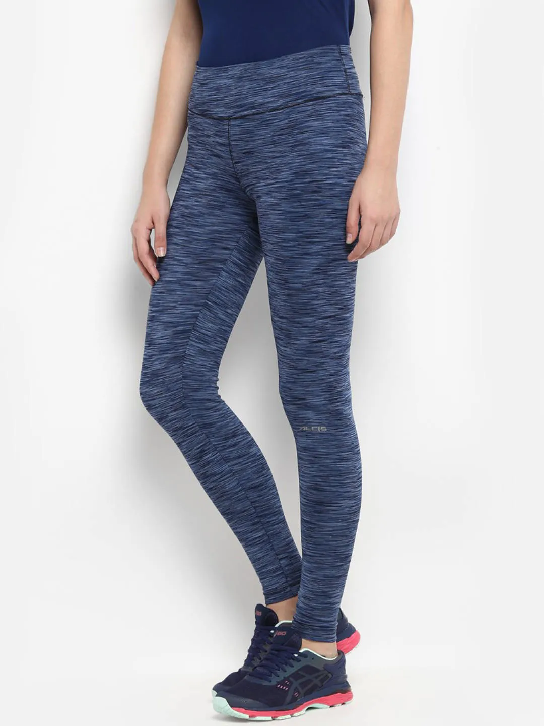 Alcis Women Patterned Blue Tights Fade Resistant Camping Gear No Pilling