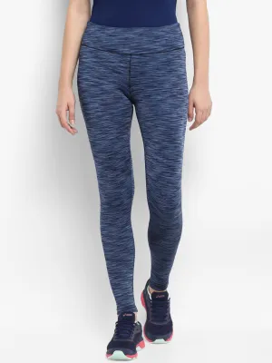 Alcis Women Patterned Blue Tights Reinforced Stitching Tall Fit Studio Practice