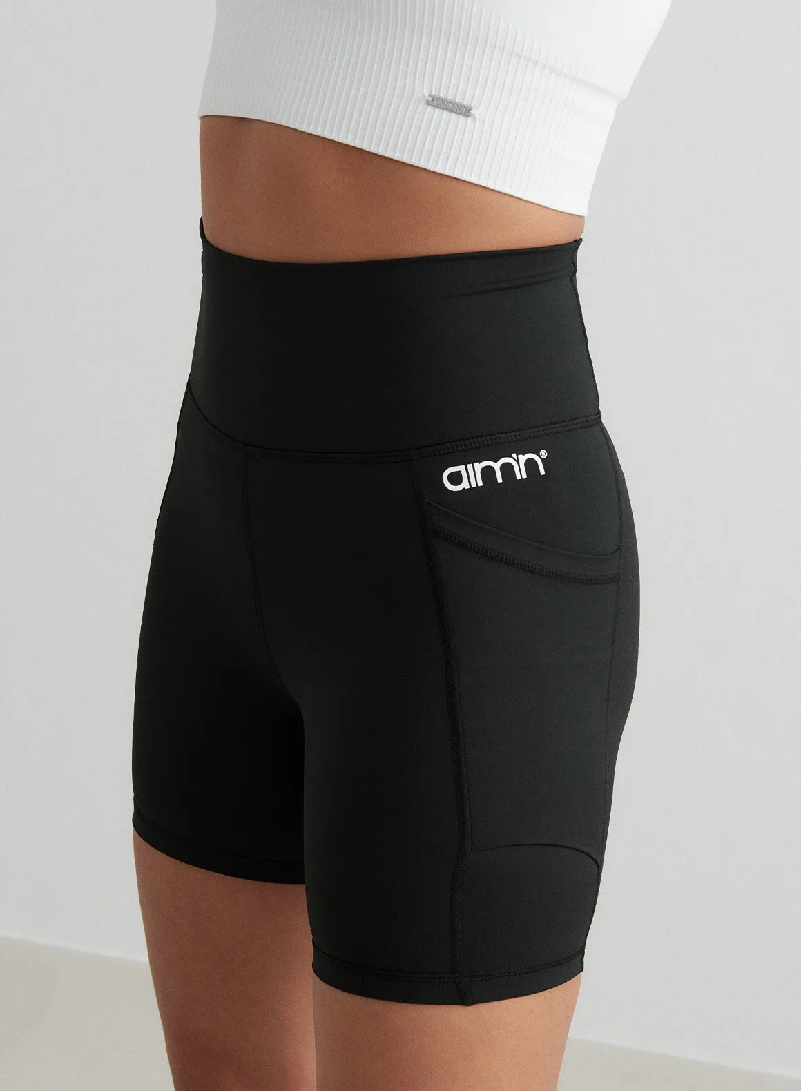 Double Pocket Midi Biker Shorts RollUpFasten Water resistant coating