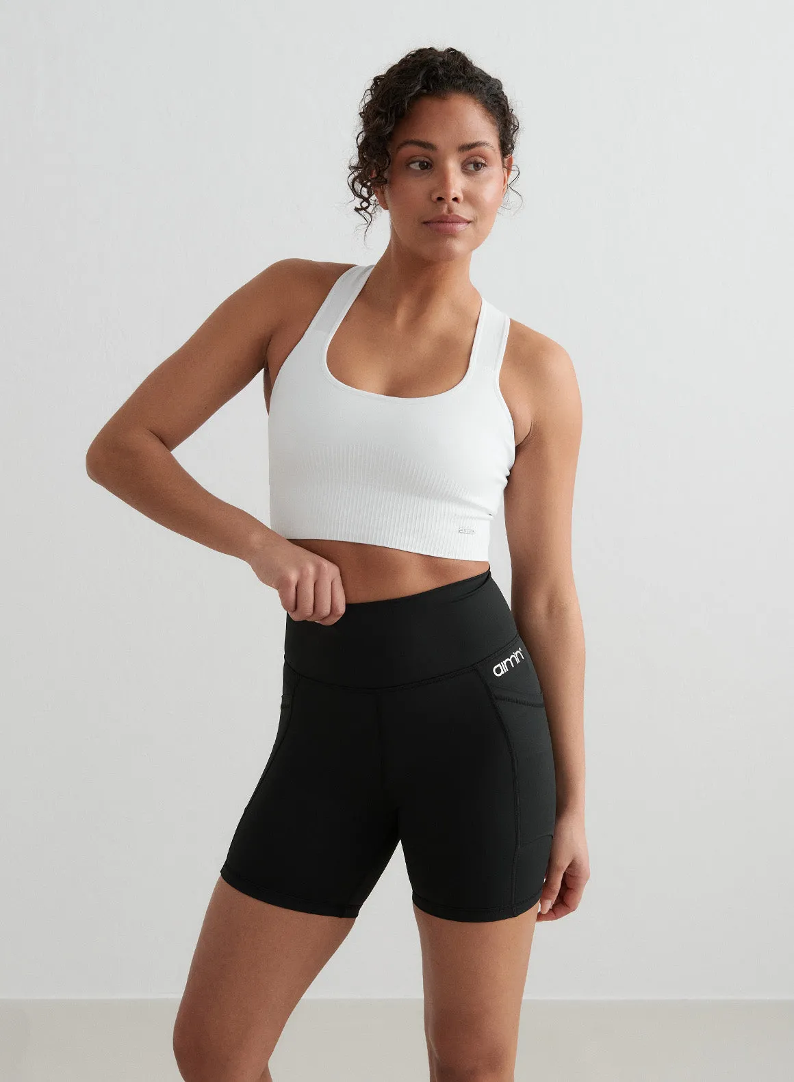 Moisture Controlled Lining Simple Vibe Double Pocket Midi Biker Shorts