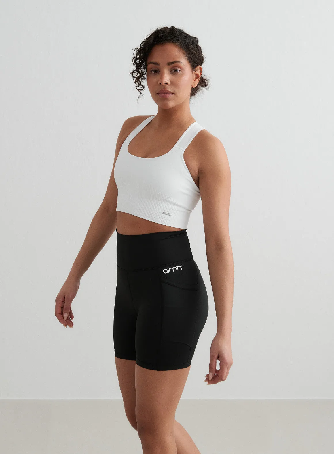 day trip Layered Cuff Design Double Pocket Midi Biker Shorts