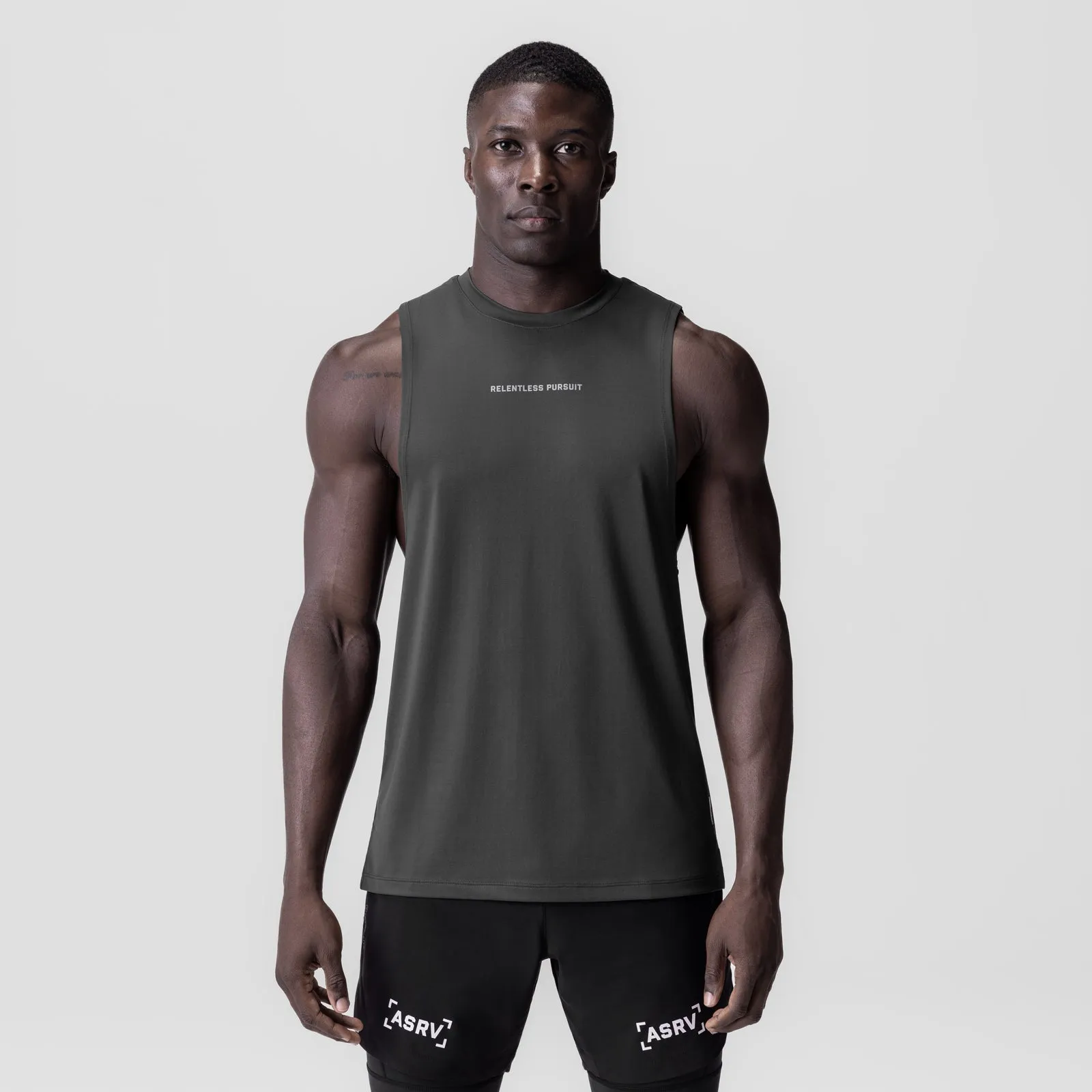 Non Restrictive Fit Flexibility - provided 0837. 3D-Lite? 2.0 Lycra? Muscle Tank - Space Grey "RP"