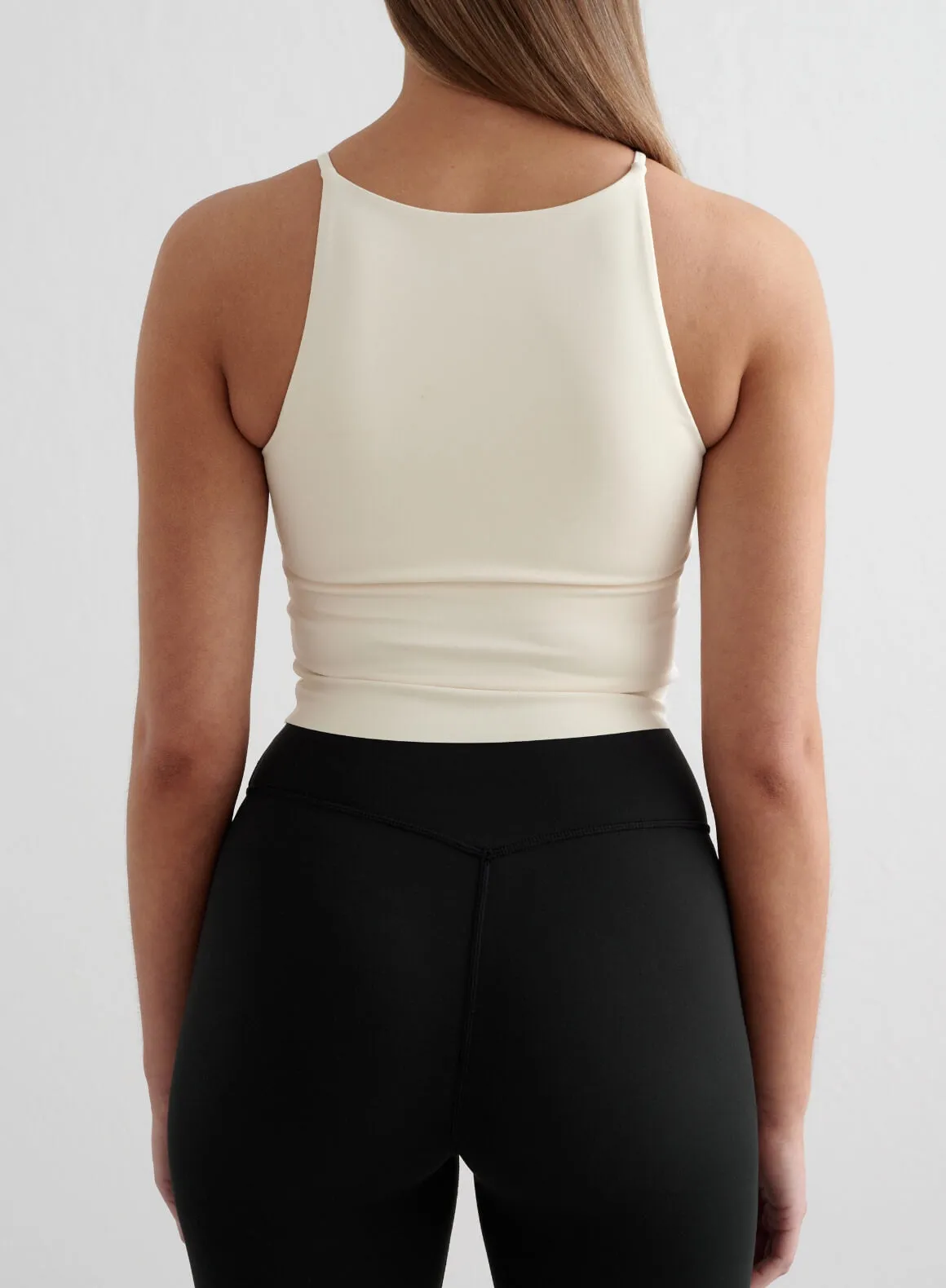 Multi Layer Protection low - torque Almond White Sense Halter Bralette