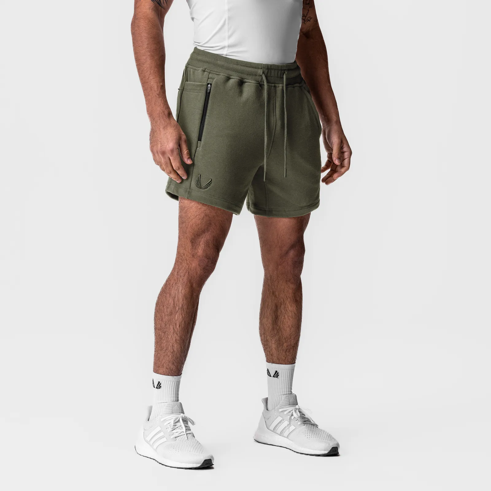 0867. Tech-Terry? Sidelock Sweat Short - Olive Extended Inseam Options