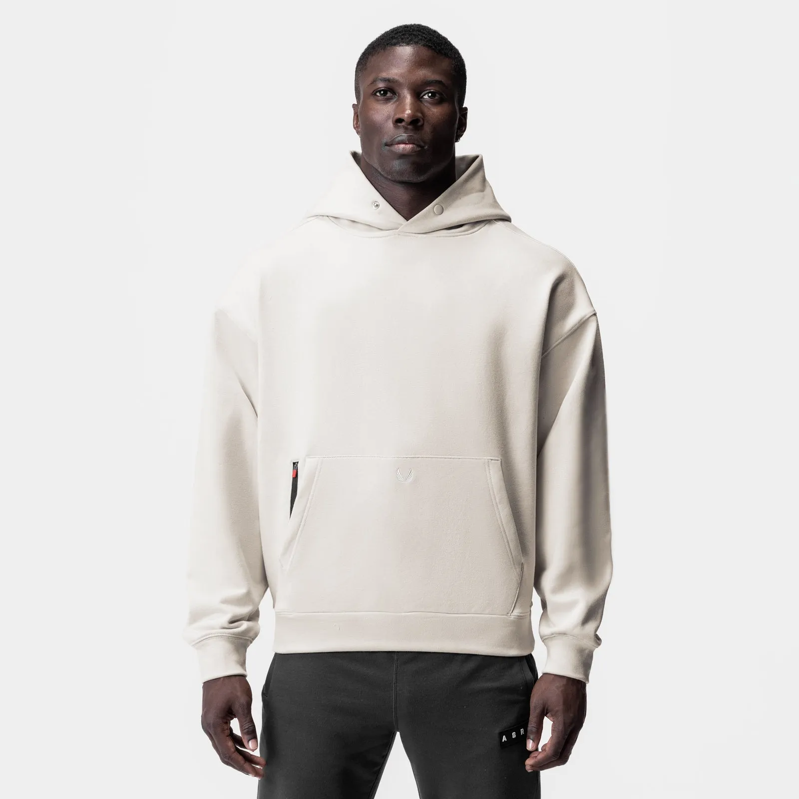 Affordable Ribbed Hem 0874. Tech-Terry? Zip Pocket Hoodie - Stone/White "OTWR"