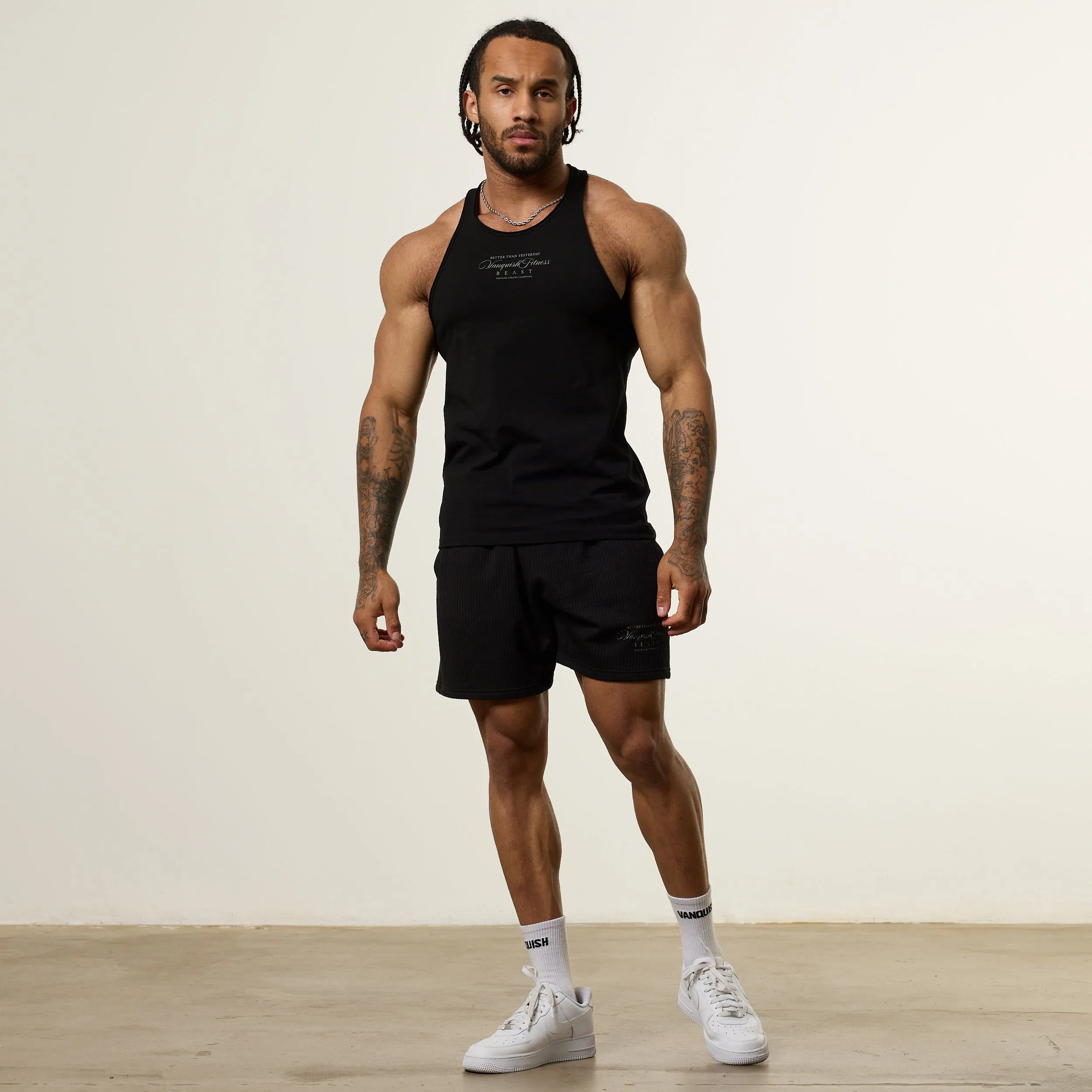 NoSideSeam Vanquish x JBeast Black Tank Top