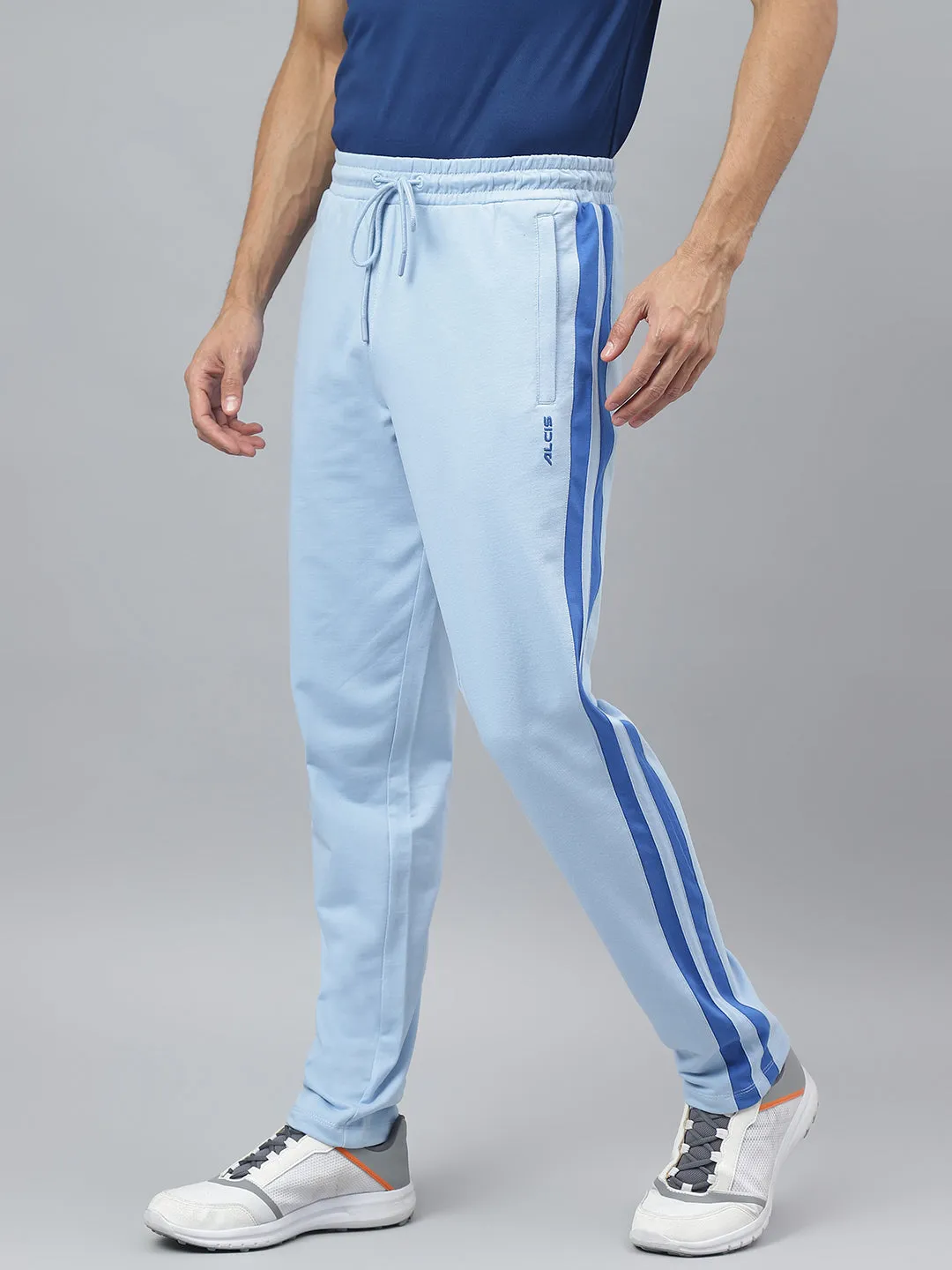 SmoothZipClosure Alcis Men Powder Blue Slim-Fit Athleisure Track Pants