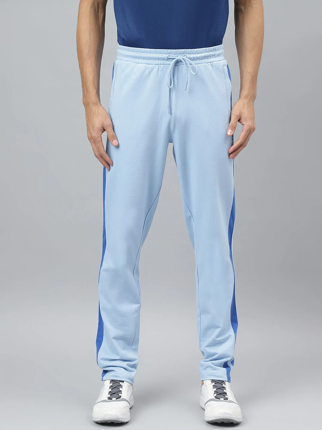 Alcis Men Powder Blue Slim-Fit Athleisure Track Pants ResilientElasticBand Workwear