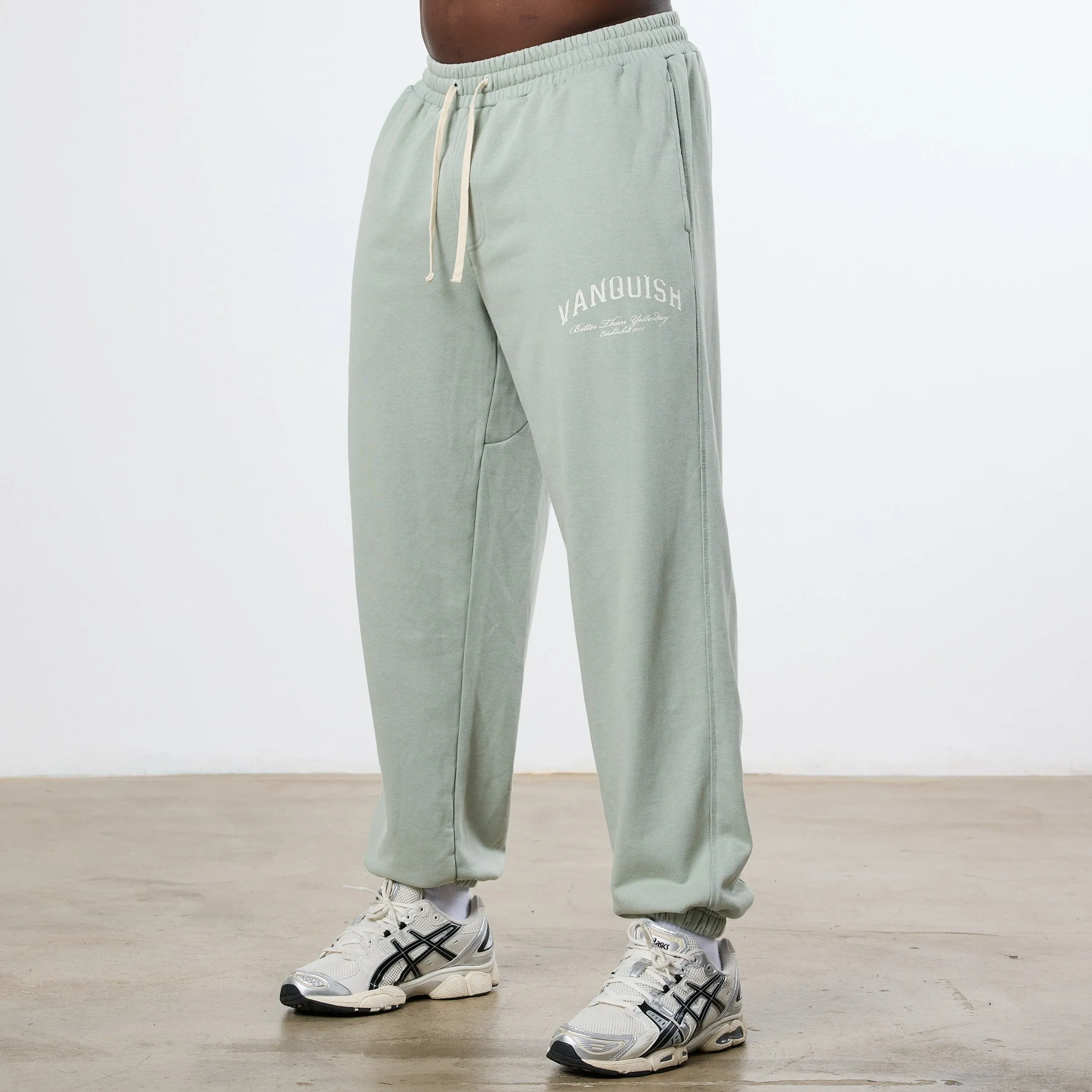 Heat Control Vanquish Better Than Yesterday Washed Green Oversized Sweatpants
