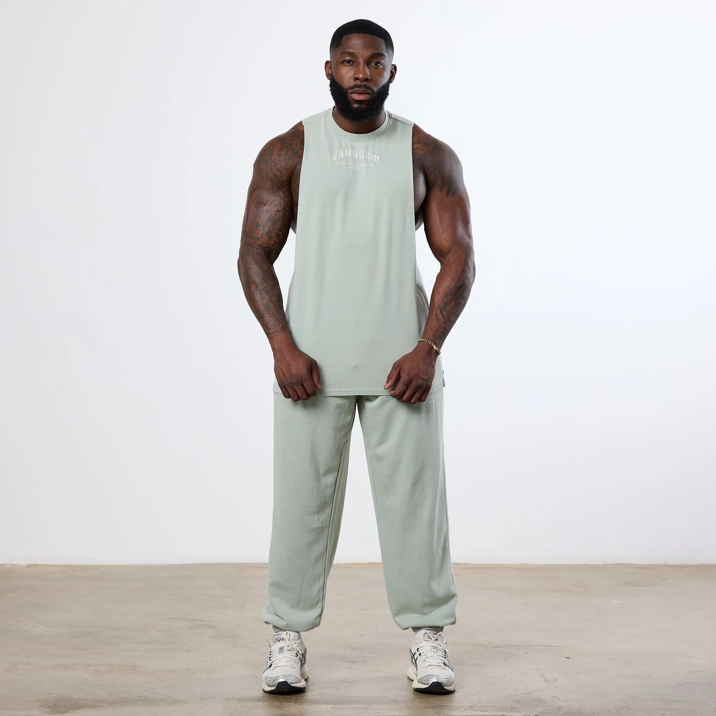 Vanquish Better Than Yesterday Washed Green Oversized Sweatpants Stretch Fit