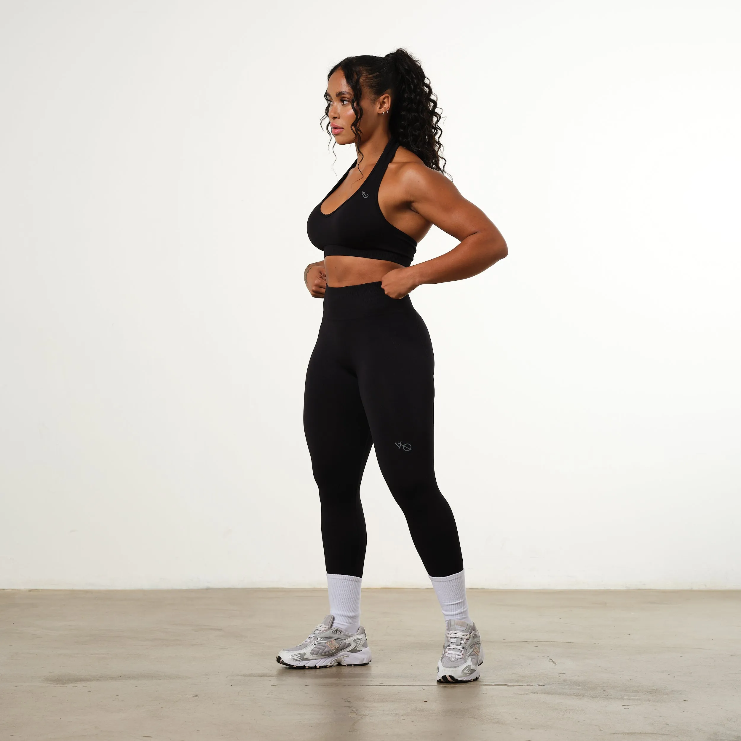 Vanquish Elevate Seamless Black Halter Neck Bra Lightweight Design