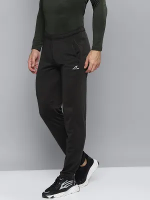 GussetedCrotch Curved Waistline Alcis Men Solid Black Track Pant