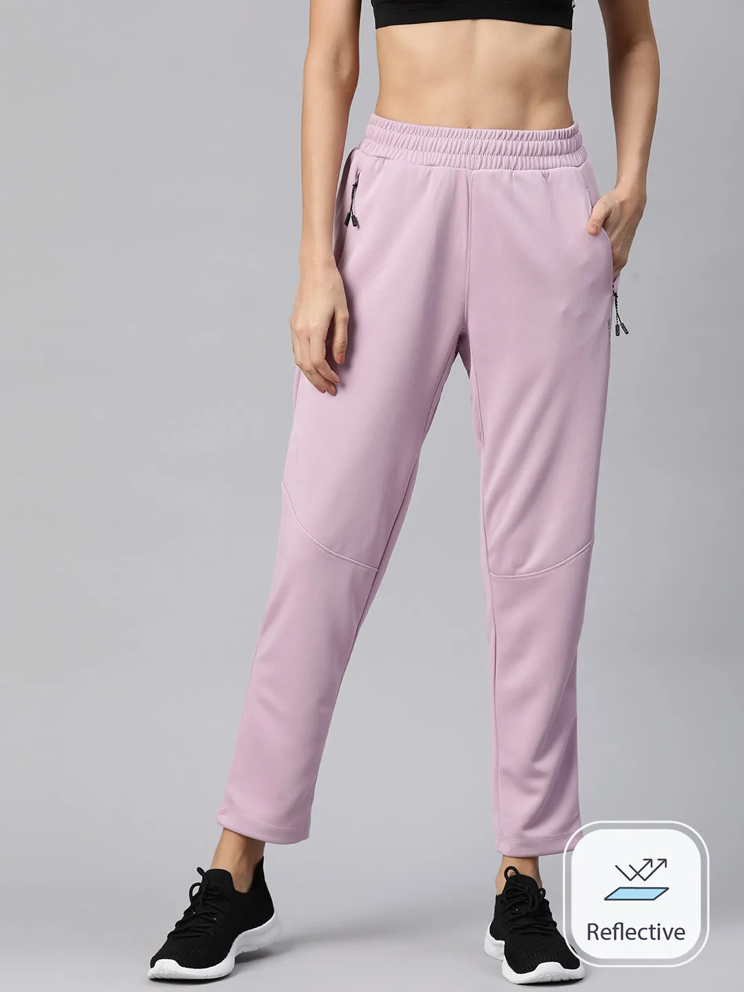 Alcis Women Slim Fit Hyper Hue Performance Reflective Track Pants Flexible Fabric