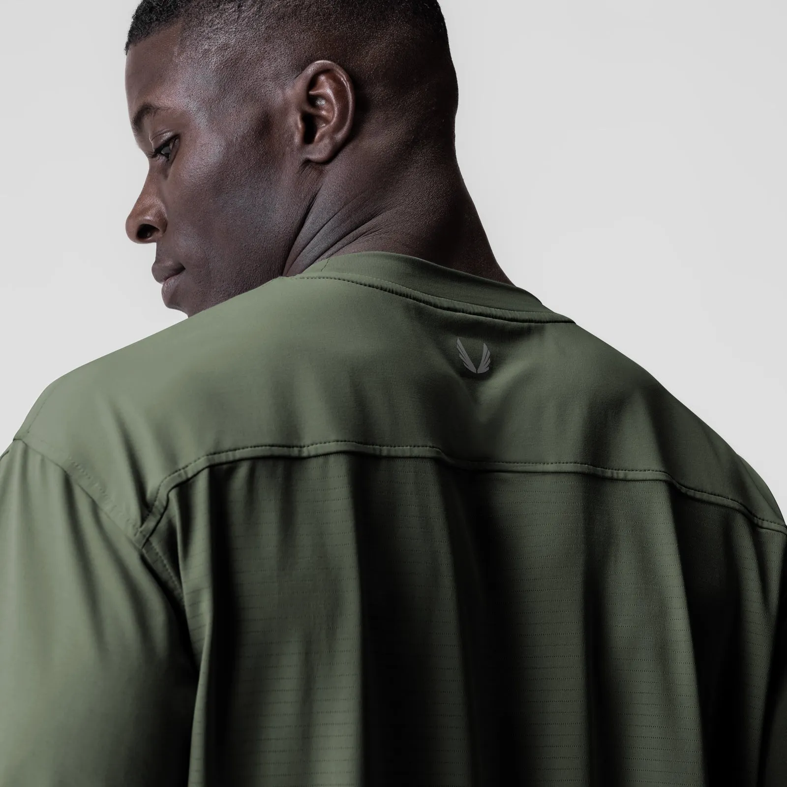 0841. 3D-Lite? 2.0 Lycra? 3/4-Sleeve Oversized Tee - Olive "OTWR" Sustainable Textile
