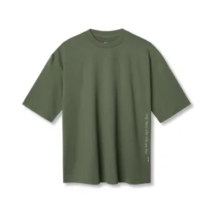 0841. 3D-Lite? 2.0 Lycra? 3/4-Sleeve Oversized Tee - Olive "OTWR" warm weather