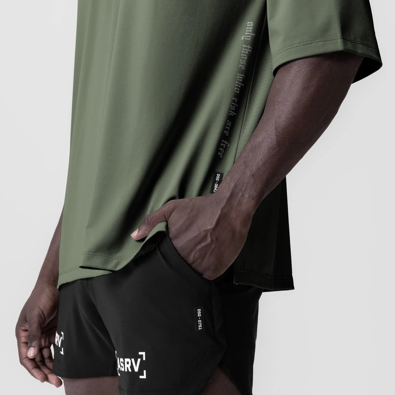 hiking clothes 0841. 3D-Lite? 2.0 Lycra? 3/4-Sleeve Oversized Tee - Olive "OTWR"