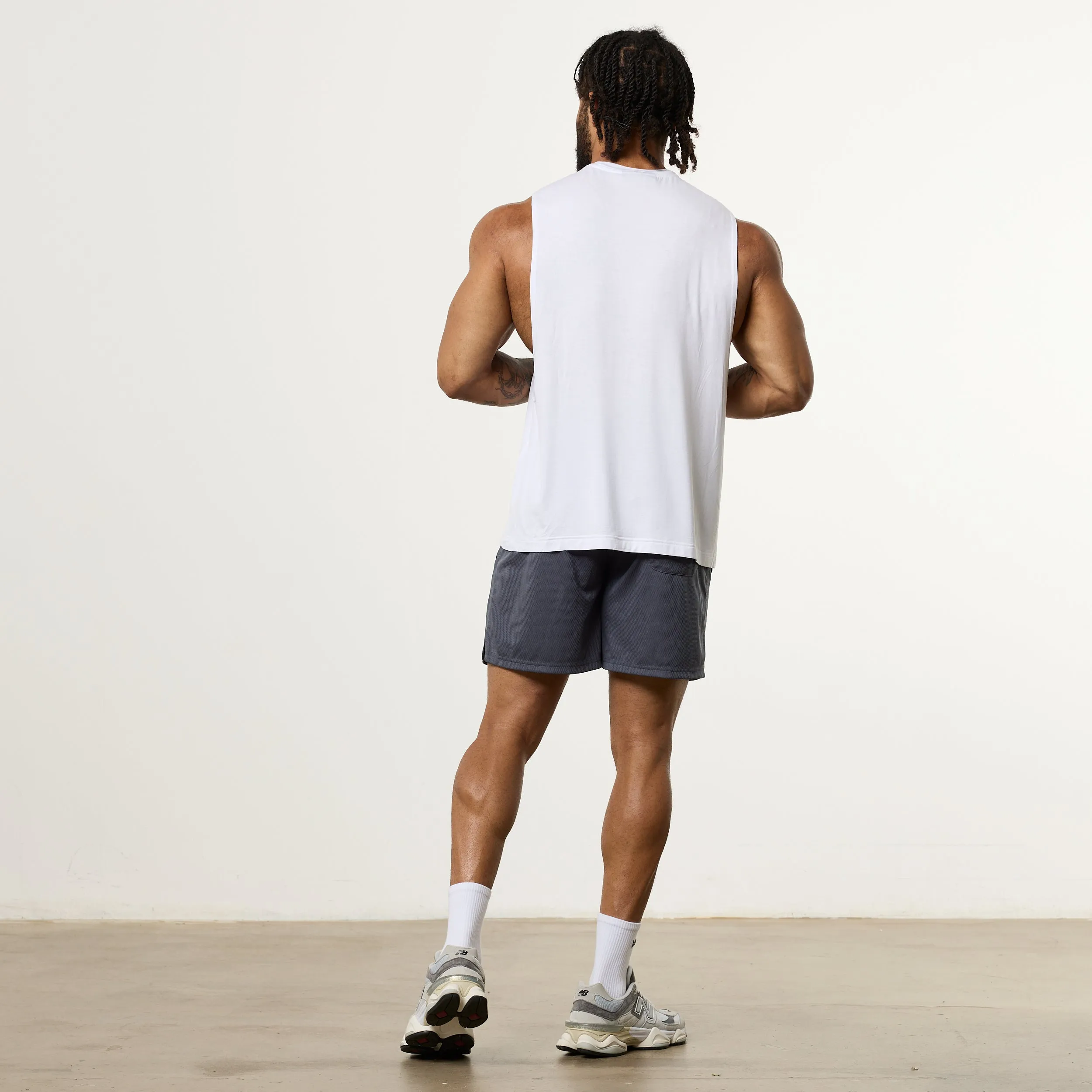 Pocket Reinforcement Relax Trend Vanquish Ultra Soft White Oversized Sleeveless T Shirt