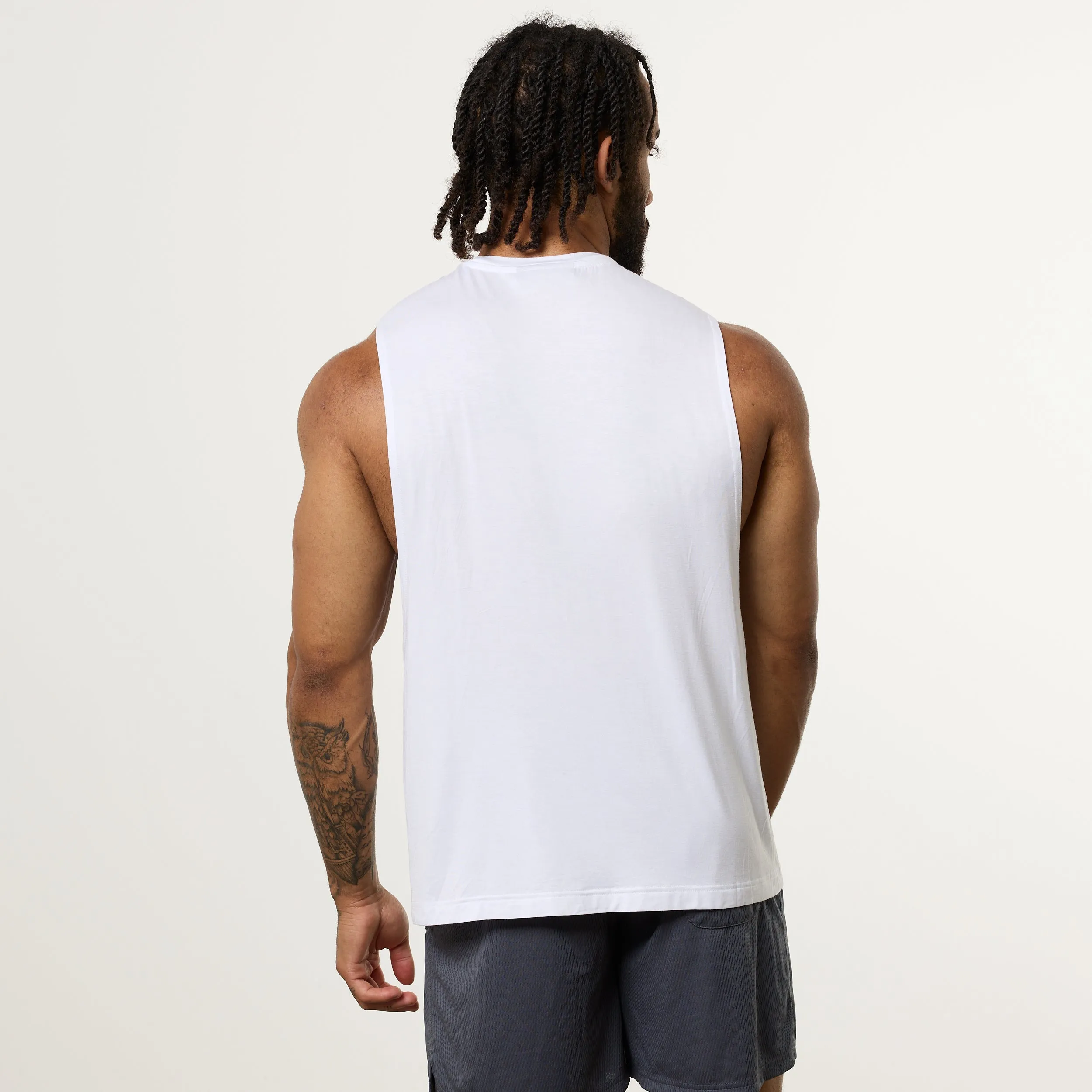 Anti Odor Technology Vanquish Ultra Soft White Oversized Sleeveless T Shirt