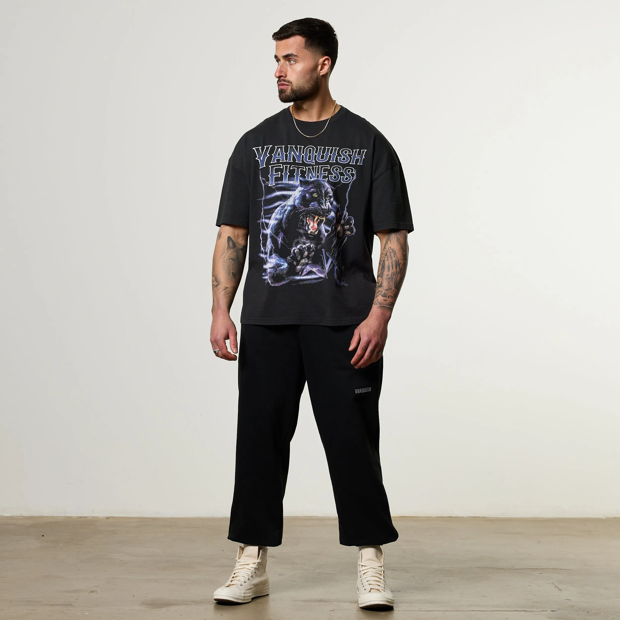 Vanquish Obsidian Black Panther Oversized Boxy T Shirt Striped Pattern