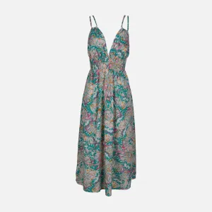 WOMEN FLORAL SLVLESS LONG DRESS Daily Fit WindproofInterior